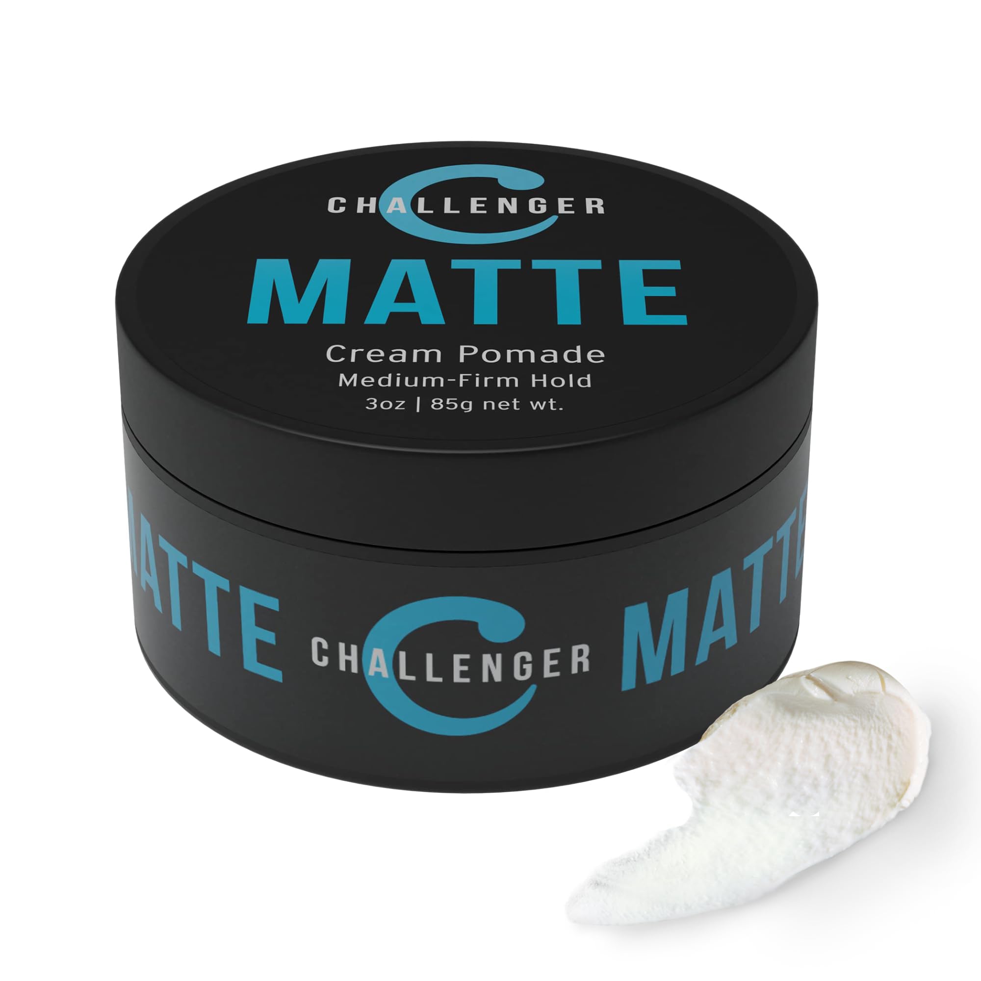 Challenger Matte Cream Pomade - 90ml - Medium Firm Hold - Water Based, Clean & Subtle Scent, Travel Friendly. Hair Wax, Fibre, Clay, Paste, Styling Cream All In One