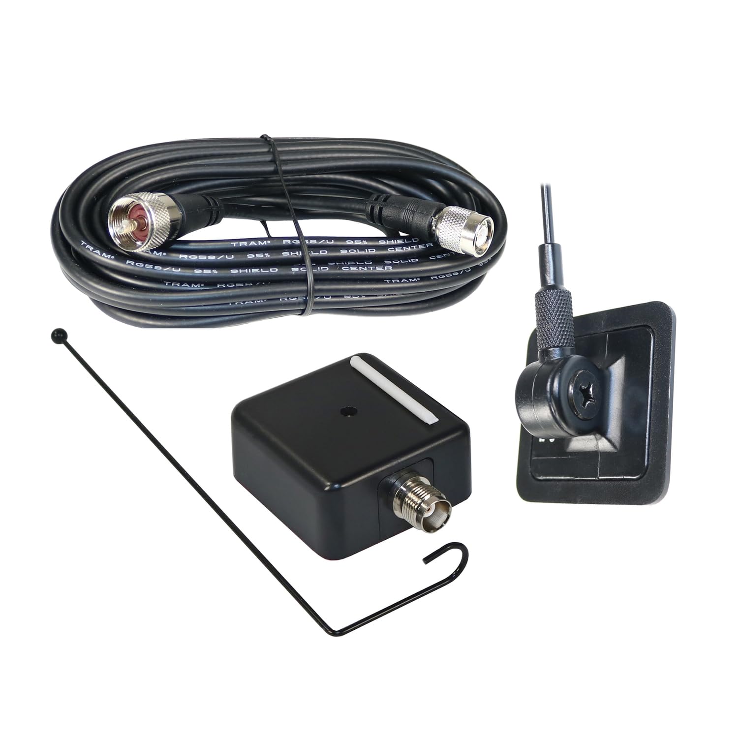 Tram 1192 - Kit de antena de radio amateur presintonizada de doble banda de 50 W a 154 MHz VHF/450 MHz a 470 MHz UHF con soporte de vidrio y cable