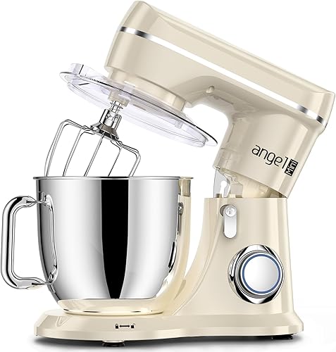 Mini Angel Batidora de pie, batidora eléctrica de cocina de 10 velocidades, batidora de alimentos de cabeza inclinable con gancho para masa, batidor