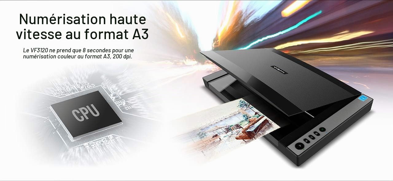 Scanner à plat Viisan VF3120 - Format A3 - - Résolution maximale : 1 200 x 1 200 DPI - Avec logiciel ViiScan pour Windows et Mac