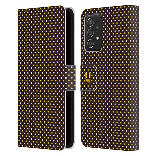 Étui Portefeuille Galaxy A52 5G Housse Cuir Antichoc Motif Pois Marron