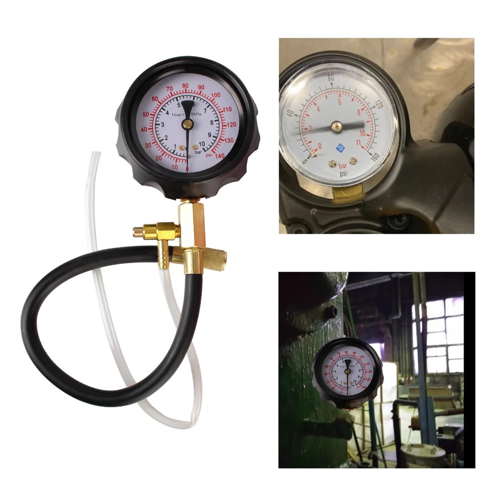 Szybkozłącze Automatyczne Narzędzia Diagnostyczne 0~140psi 10bar Zestaw Testowy Samochodu Do Tester Pompy Wtryskowej Paliwa Manometr Precyzyjne Monitorowanie