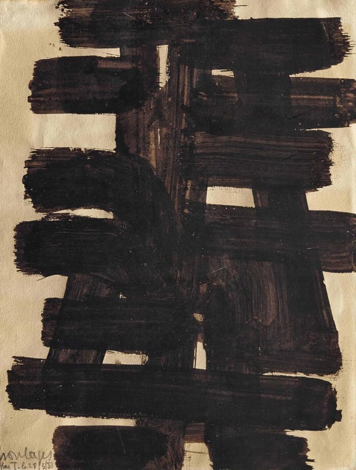 Affiche Pierre Soulages toile abstraite 50x70cm pour habiller un mur vide de salon sans cadre