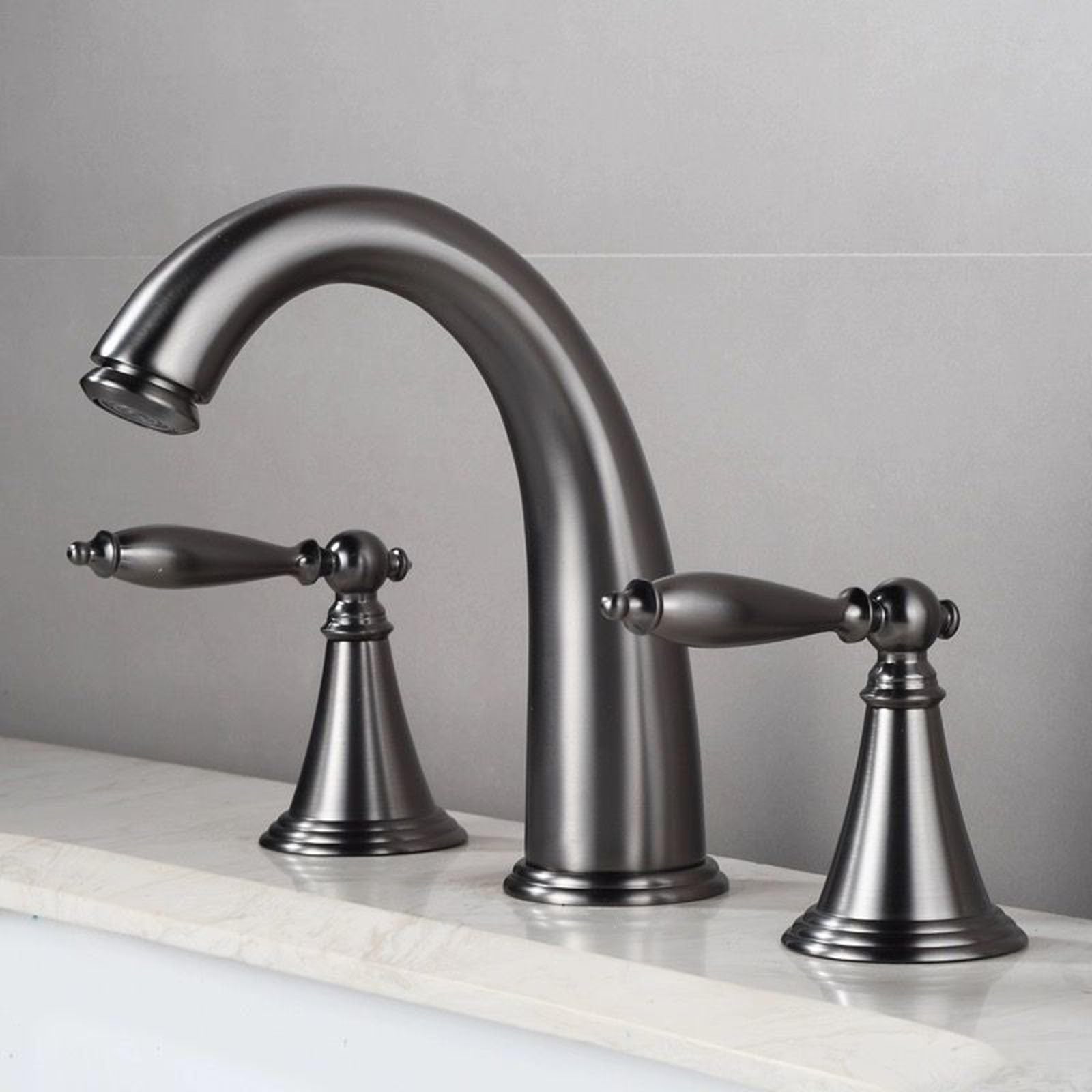 Robinet mélangeur 3 trous rétro doré, mitigeur lavabo vintage de luxe pour salle de bain chic