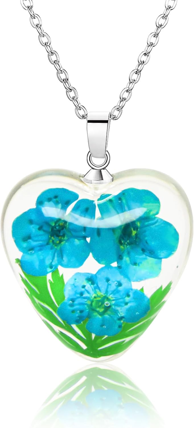 Pressed Flower Necklace Gift for Women | Personalized Handmade Necklaces | Birth Flower Necklace