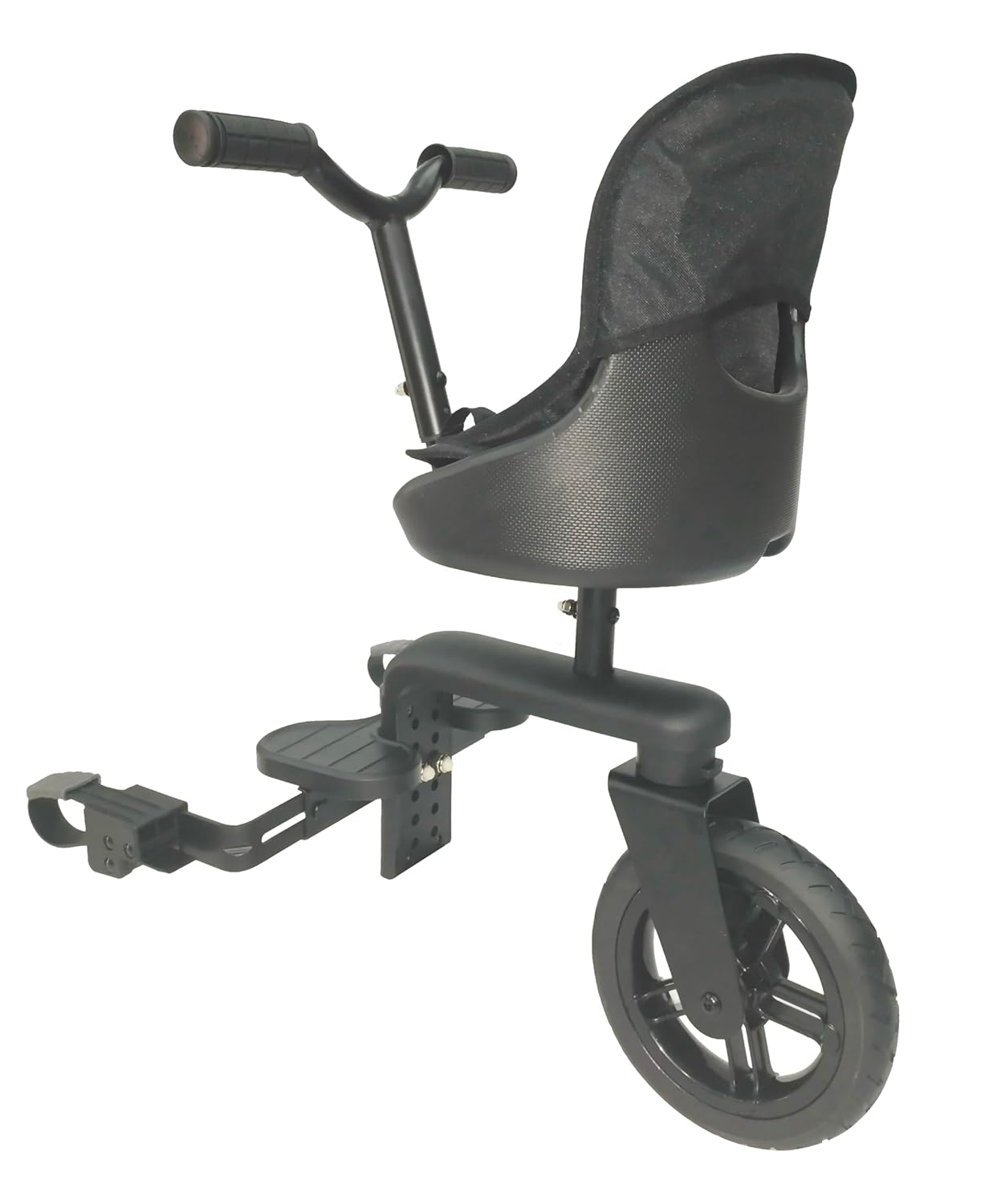 Englacha Uno Rider with Single 8" PU Wheel - Stroller Attachment with Saddle Seat & Seat Pad - Universal Fit for Most Prams with Rear Axle, Tube or Folding Plate, and with at Least 8-inch Rear Wheels