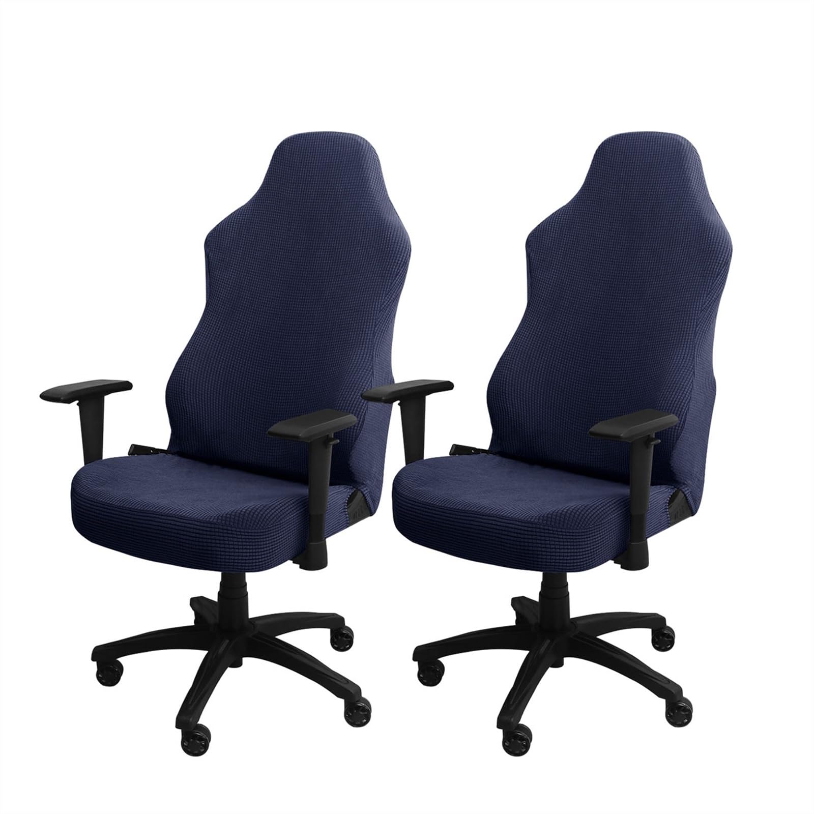 HTIGER Gaming Chair Protective Cover, Polyester Jacquard Stretchable Gaming Chair Covers with Armrest Slipcovers For Computer Reclining Office Chair (Color : Navy blue, Size : 2pcs)