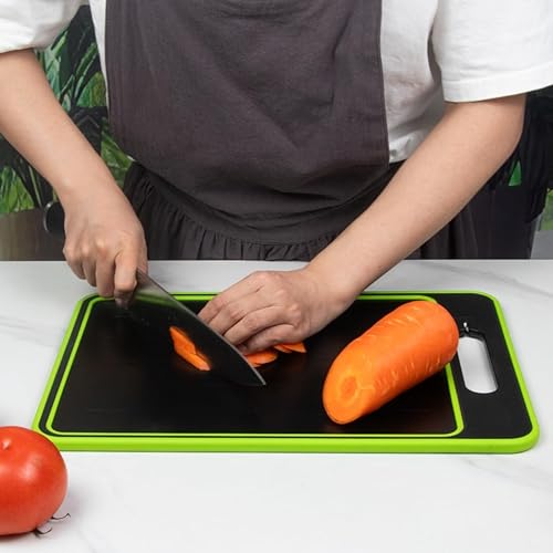 Miniatura 3 de Tabla de cortar de doble cara para cocina de 14.6 x 10.24 pulgadas, multifuncional, fácil de limpiar, acero inoxidable, rallador, afilador de
