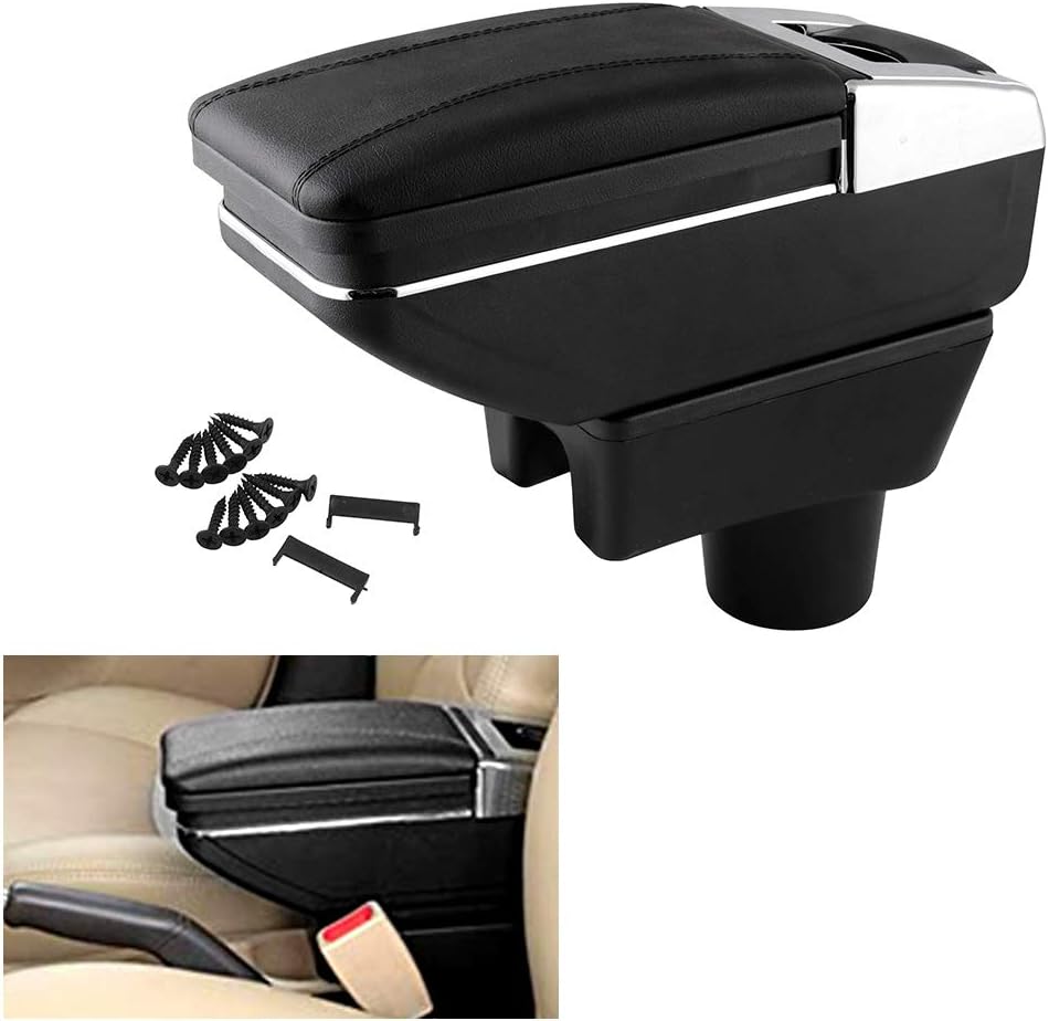 Armrest Rotatable Black Leather Center Console Storage Box for Mitsubishi Mirage Attrage 2014-2018 Arm Rest