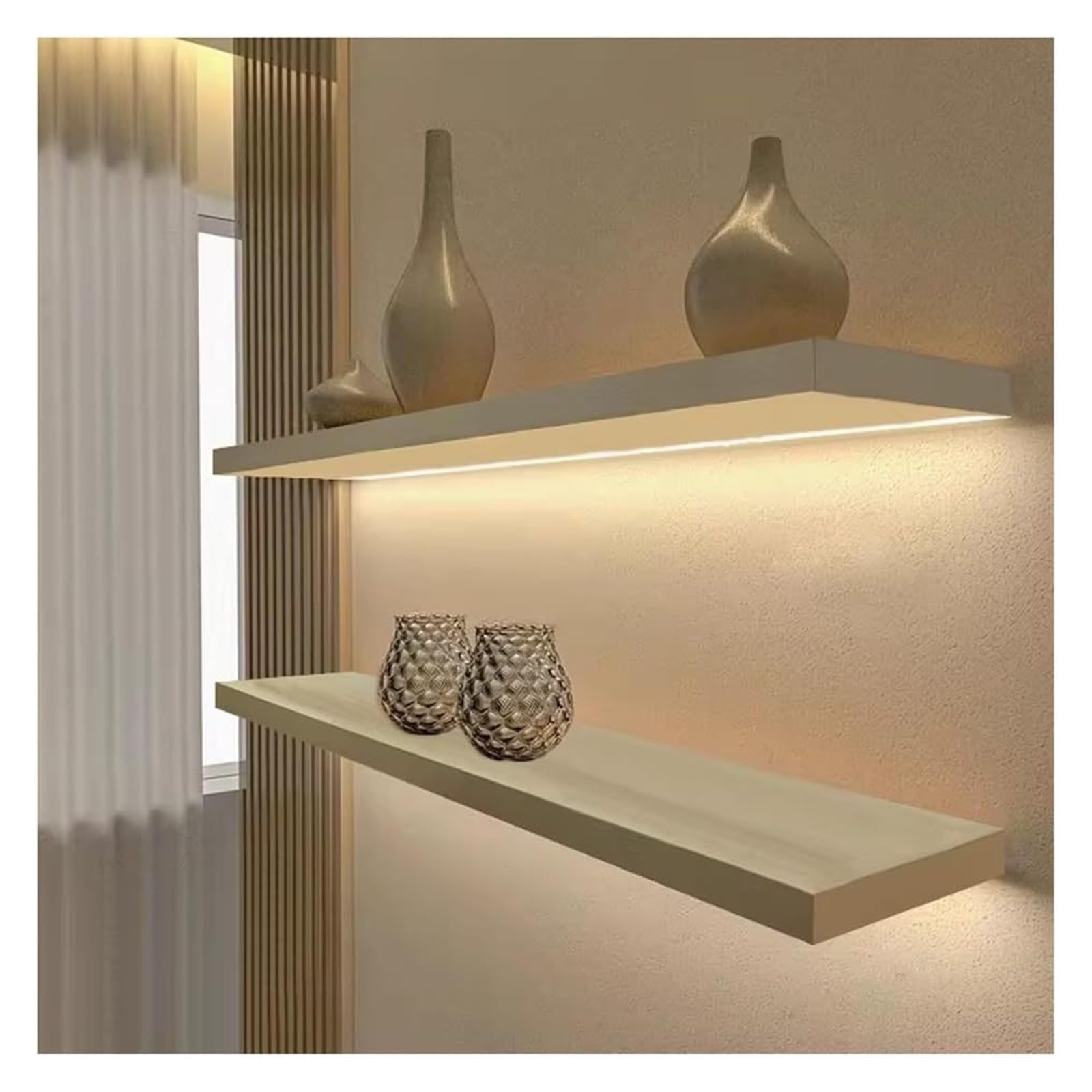 Estante Flotante Estantes Flotantes Con Luces LED, Estante De Exhibición De Pared De Madera, Estantes Emisores De Luz For Dormitorio, Cocina, Sala De Estar, Decoración De Sala De Juegos. Solo Una Piez