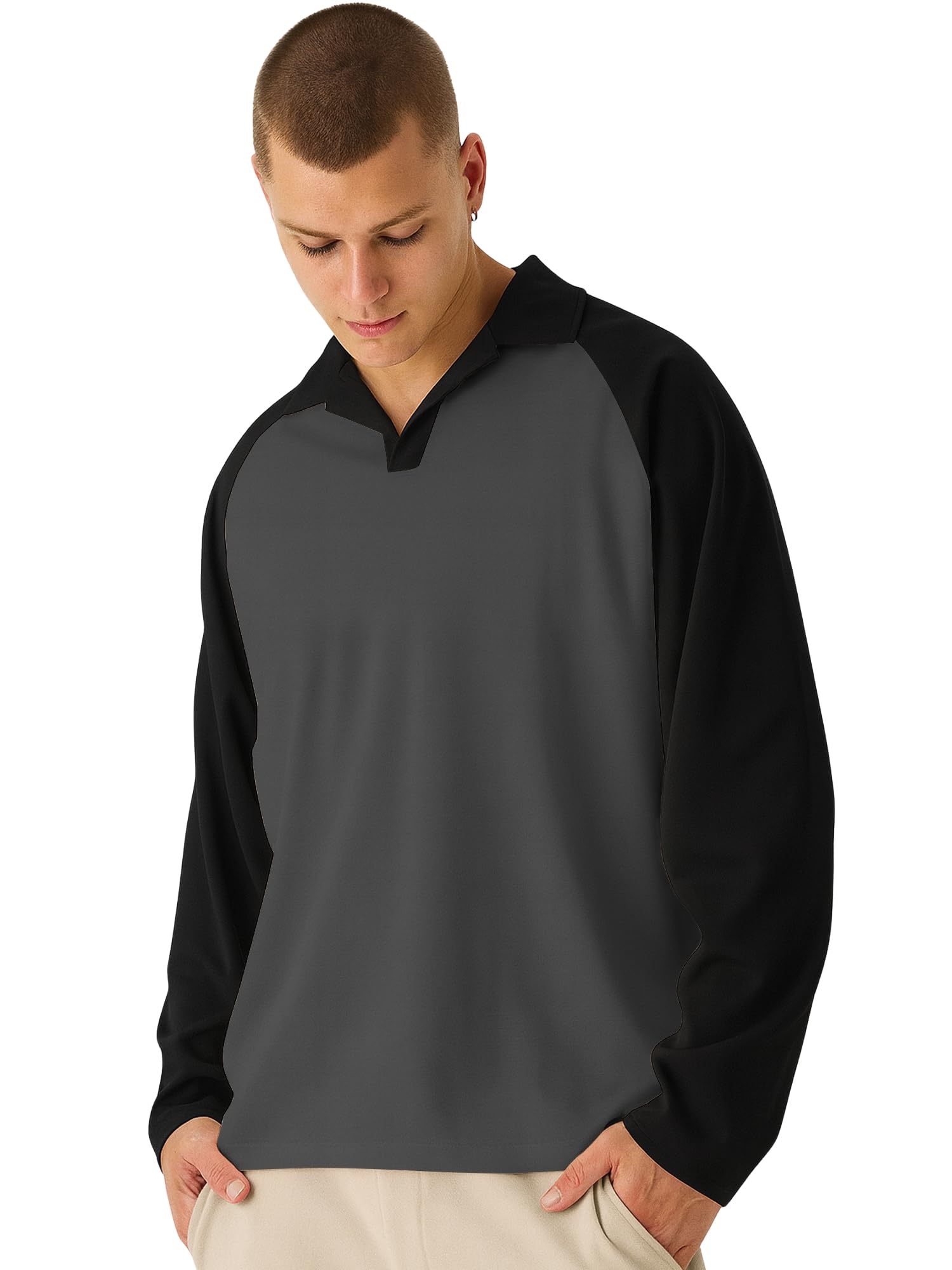 jump cuts || Mens || Colorblock || Polo Neck || Raglan Full Sleeve || LoopKnit || Sweatshirt-picture-24