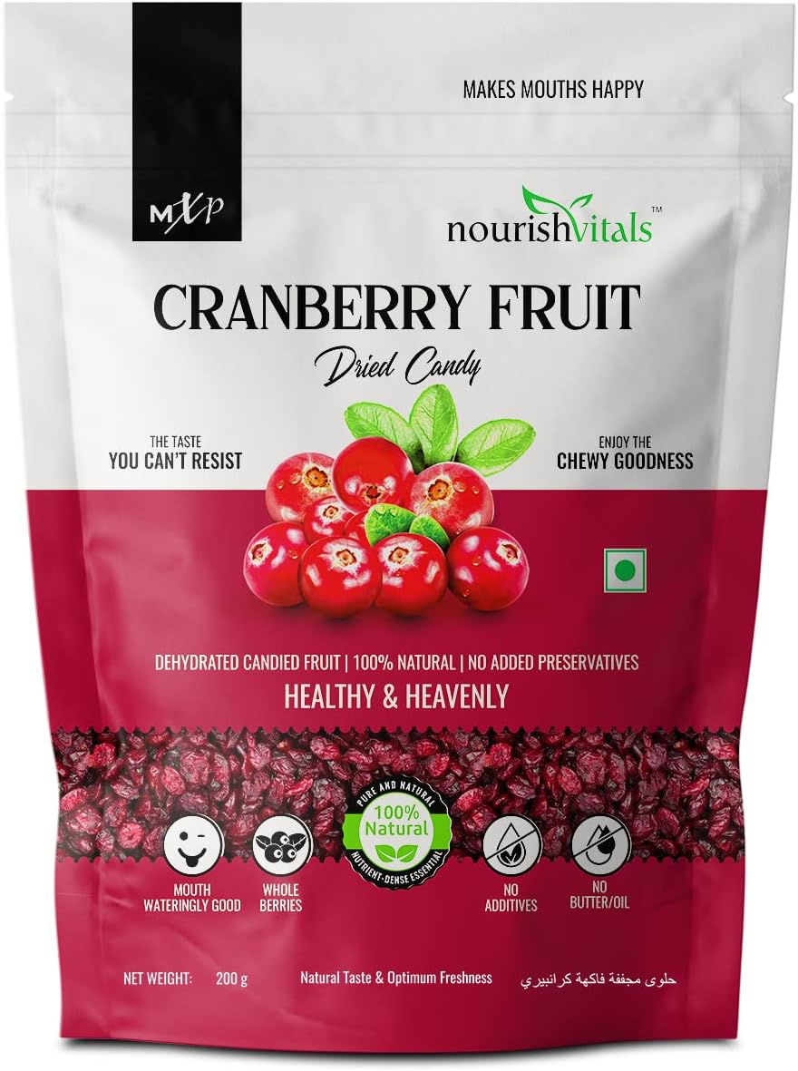 NourishVitals Cranberry Dehydrated Dried Fruit, 200 g