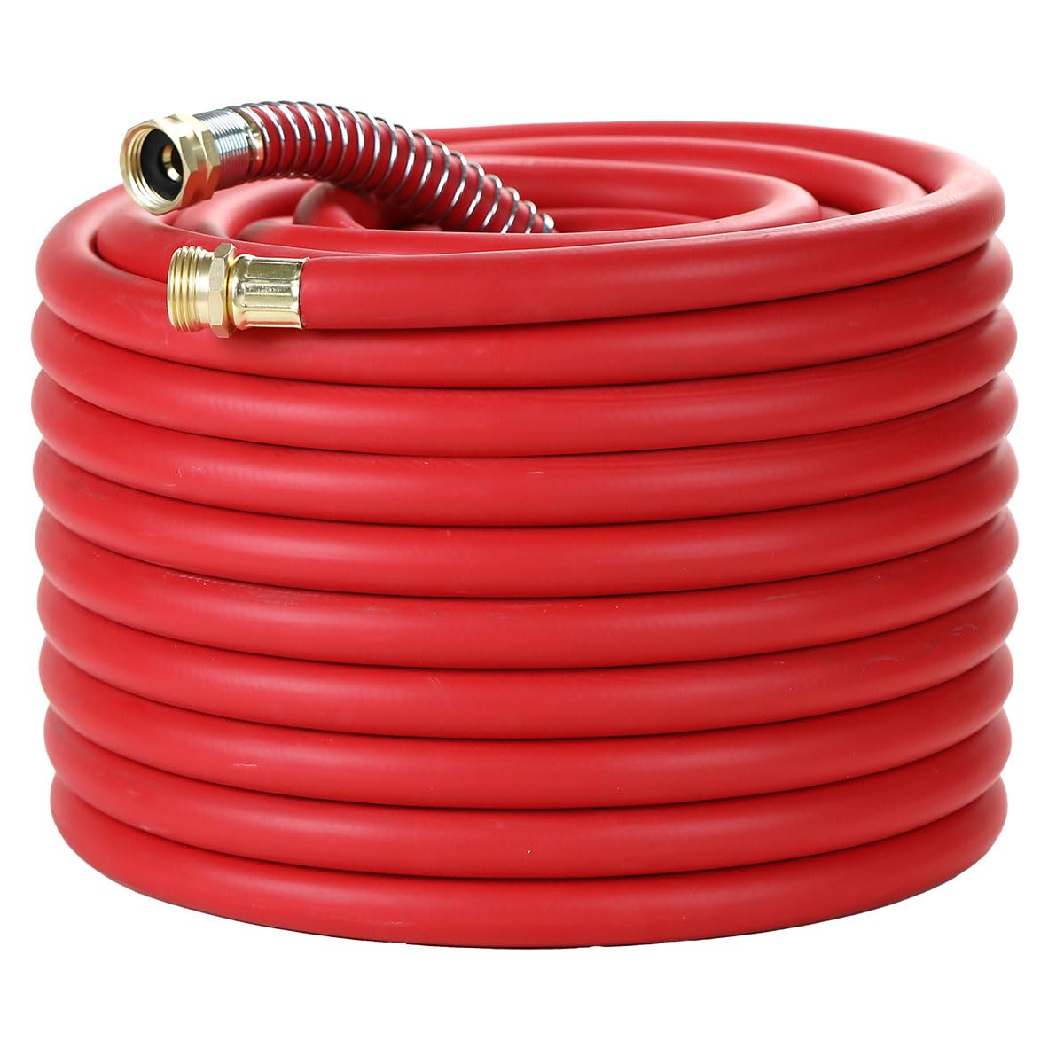 100ft 5/8 heavy duty rubber garden hose - 200psi working, 1000psi burst - hot/cold water - five-layered braiding for durability - versatile for gardening, agriculture, construction(red)