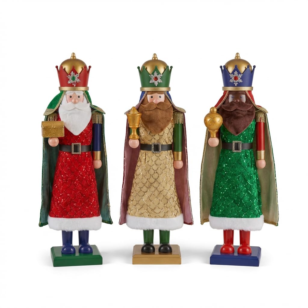 KAROLINE&CO. Decoration Noel - Set de 3 Casse Noisette Géant 63 cm - Figurine Noel de Luxe - Deco Noel Intérieur Maison - Décoration de Noël Élégante pour Table ou Entrée