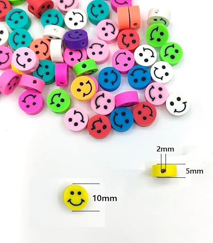 Miniatura 4 de 200 cuentas de arcilla polimérica con cara sonriente para hacer pulseras, collares, joyas (cara sonriente)