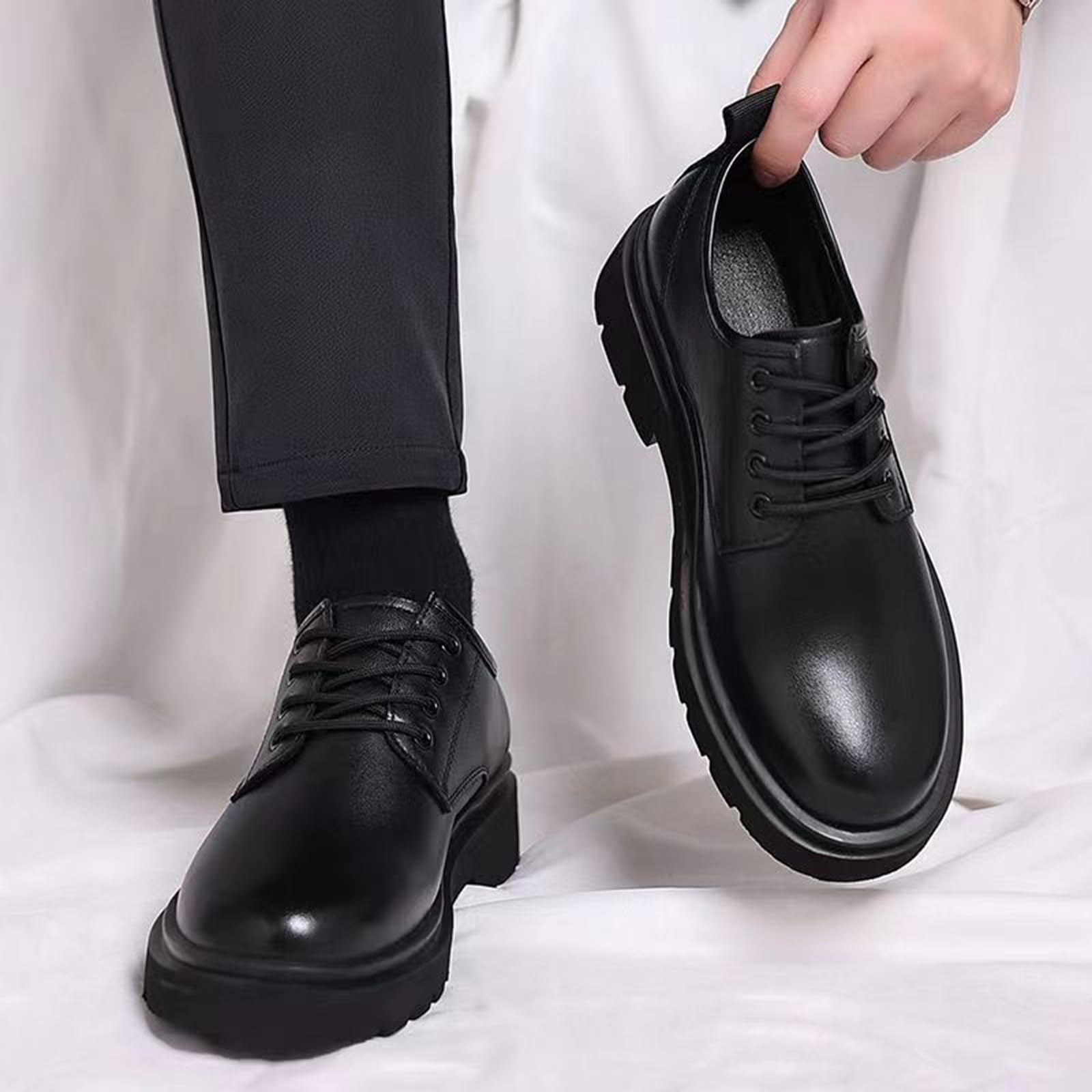 Generisch Chaussures noires pour homme - Chaussures de costume pour homme - Chaussures basses respirantes - Chaussures d'été Monkstrap - Largeur H - En néoprène Oxford - Chaussures d'affaires