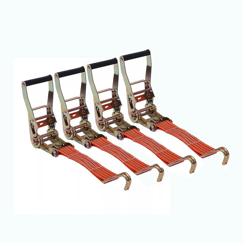 4 Stück Spanngurte Mit Haken Ratsche In 5m 5000kg 5T Zweiteilig 50 Mm Ratschengurt Zurrgurte 11023lb Break Strength Für Ladungssicherung(Oranje,5cmx10m/1.96x393in)