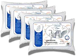 Travesseiro Pluma de Ganso Sintética, Kit com 4 Unidades, 70x50cm, Brasoft