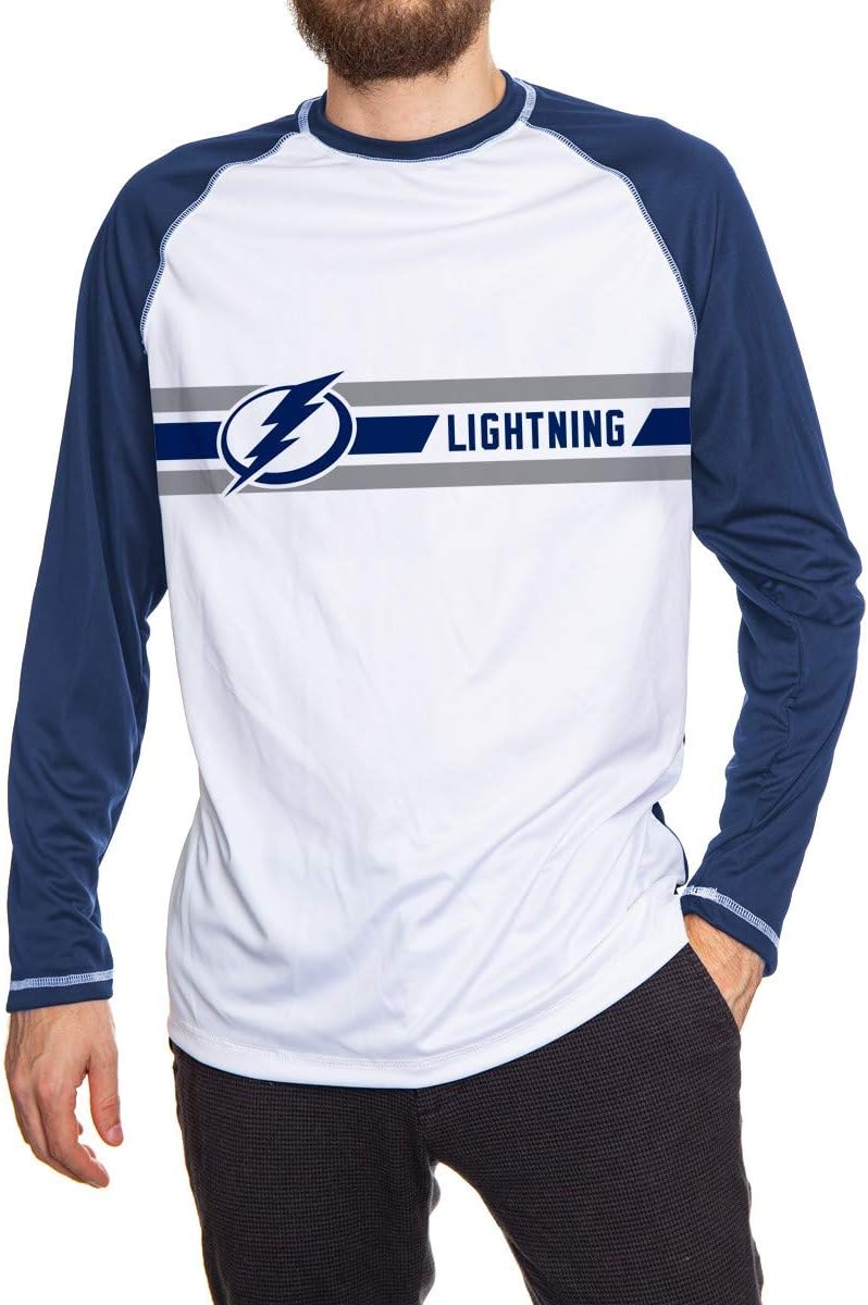 Calhoun Mens Officially Licensed NHL Striped Long Sleeve Rashguard