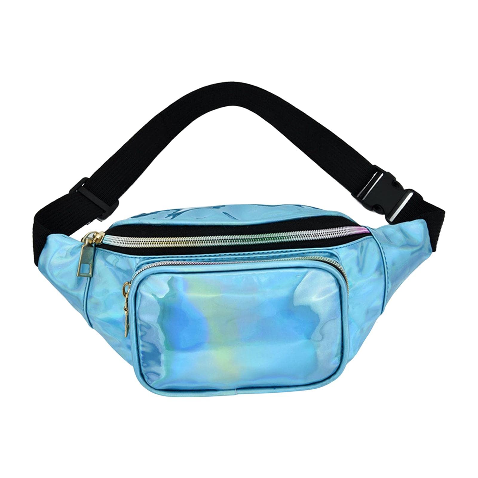 NIVAA Waist Bag Shiny Water Resistant Easy Carry for Running Outdoors Workout Blue-image-32