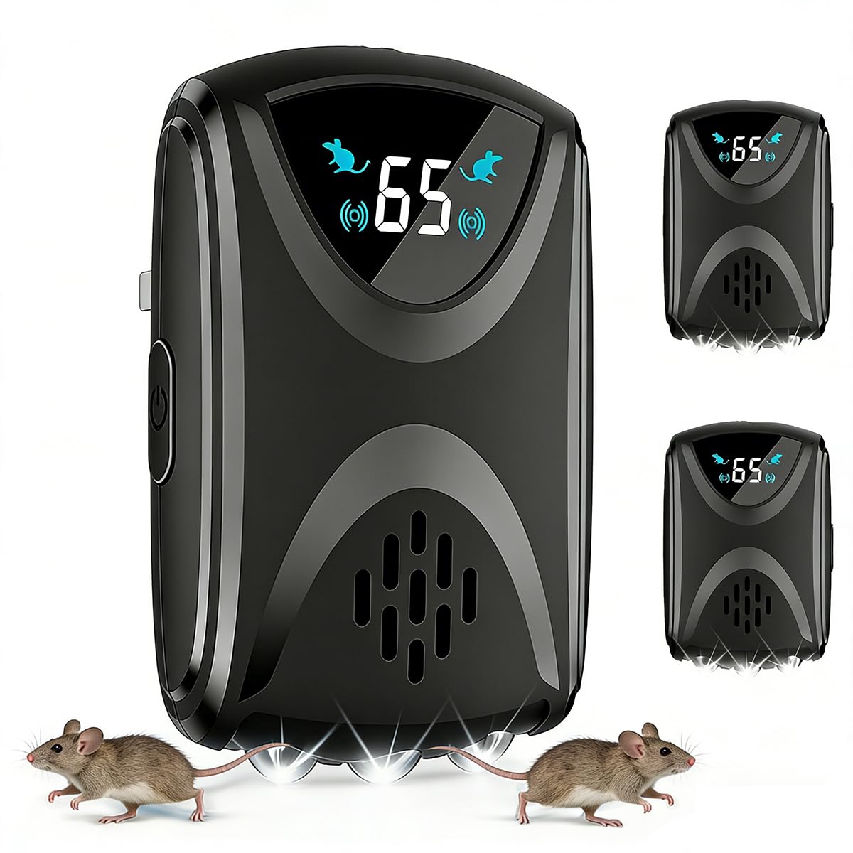 COODAY Ultrasonic Mouse Repellent Black(2 pieces),Automatic frequency conversion Rodent Repellent,Indoor Repeller Plug in Pest Control,Efficient Against Mice Mosquitoes Spider Cockroach Ants Etc.