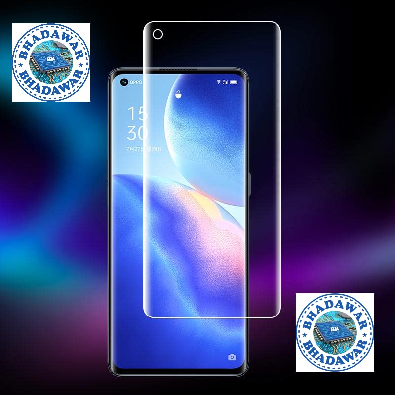 Image of {PACK OF 1 Tempered Glass Design for Oppo Reno 6 Pro Advanced Border Less Full Edge to Edge 3D Curved UV Screen Protector and Easy Installation Kit