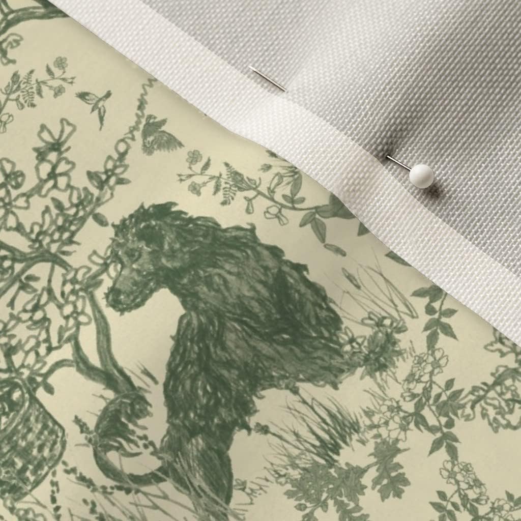 Spoonflower Fabric - Vintage Toile Sage Green Southern Victorian Countryside Rustic Printed on Upholstery Velvet Fabric Fat Quarter - Upholstery Home Decor Bottomweight Apparel