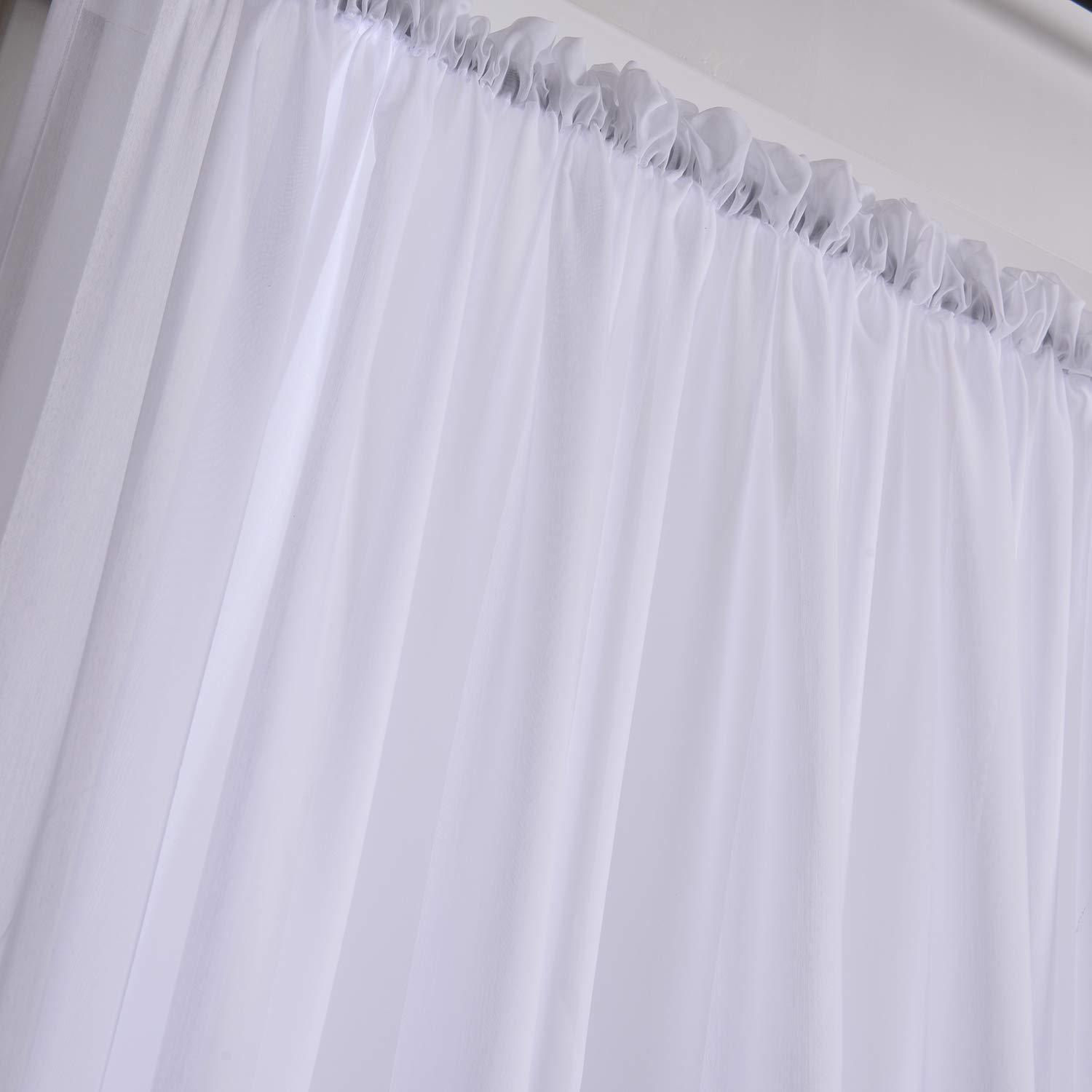 Megachest cotton look voile sheer slot top curtain a pair (cotton-look snow white, 56" wideX36 drop), W 56" x L 36" (2 Panels) - Image 3