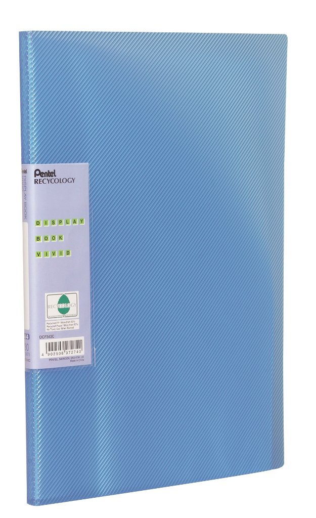 Pentel Recycology A4 Vivid Display Book 30 Pocket Blue Pack 10 -