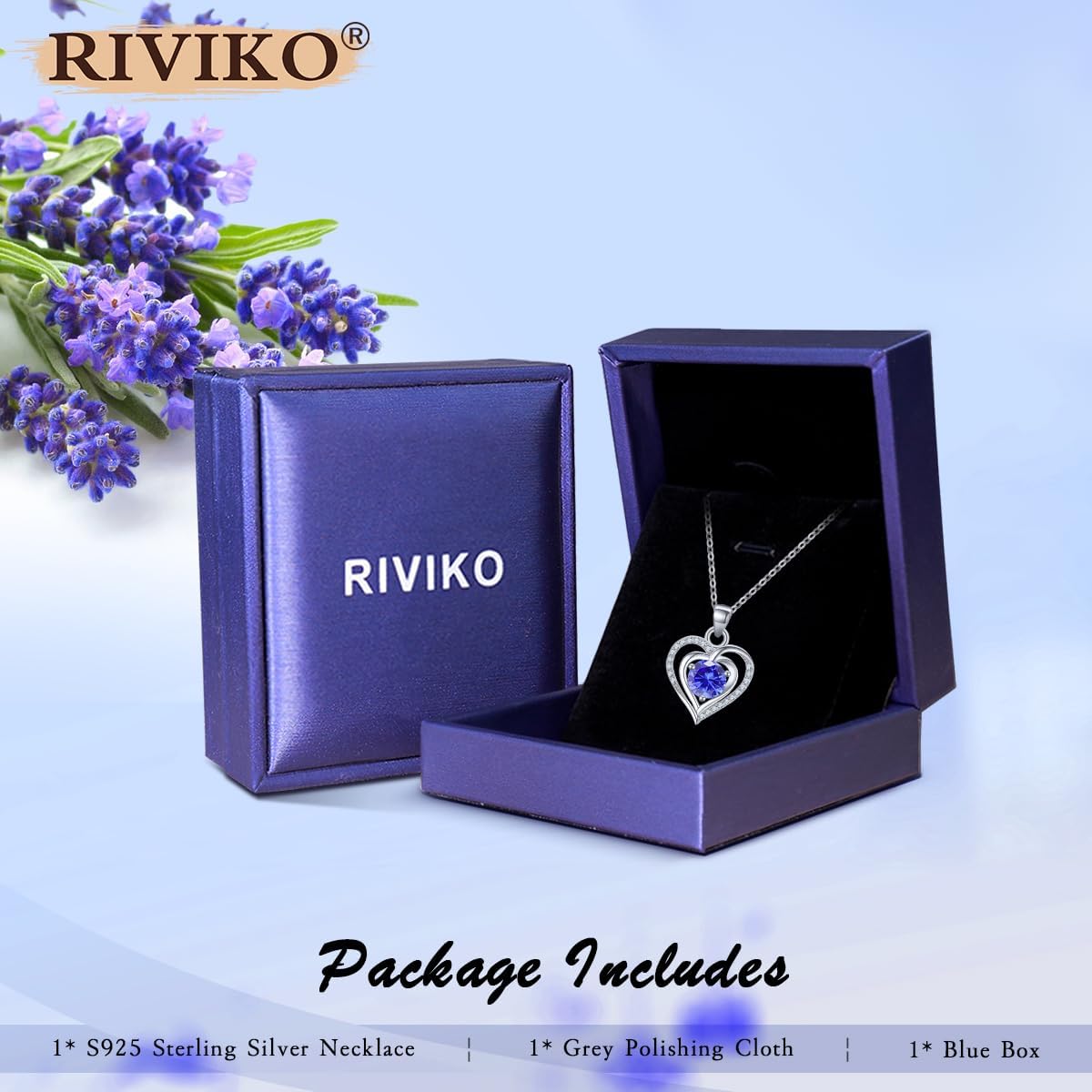 RIVIKO Heart Birthstone Pendant Necklace for Women 925 Sterling Silver Zirconia Necklaces Valentine's Day Anniversary Birthday Mothers Day Jewelry Gifts For Her Mother Wife - Image 6