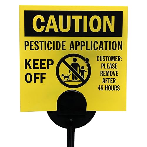SmartSign Paquete de 20 carteles de precaución para aplicar pesticidas con estaca, plástico HDPE de 16 mil, negroamarillo, letrero de césped de 4 x