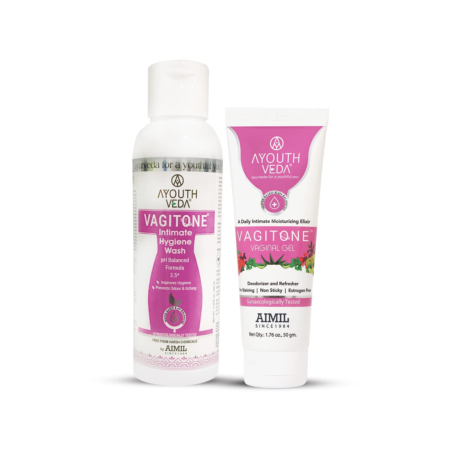 Ayouthveda Vagitone Gel 50g & Intimate Hygiene Wash 100ml Combo Women