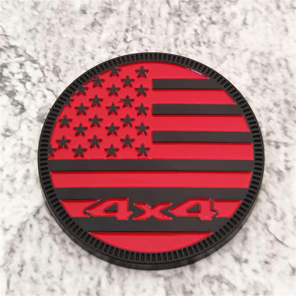 Forten Kingdom 1PC 60mm American US Flag Trail Rated 4X4 Metal Circular Pattern Decal Car Fender Side Or Tailgate Rear Trunk Emblem Badge Sticker (red Black)