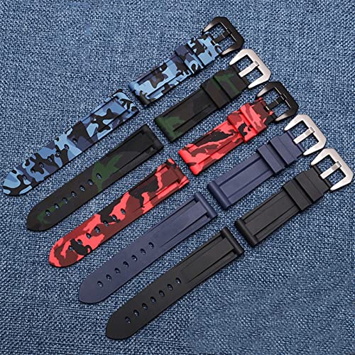 Bracelet montre silicone 22mm camouflage noir pour PAM111 et séries sport