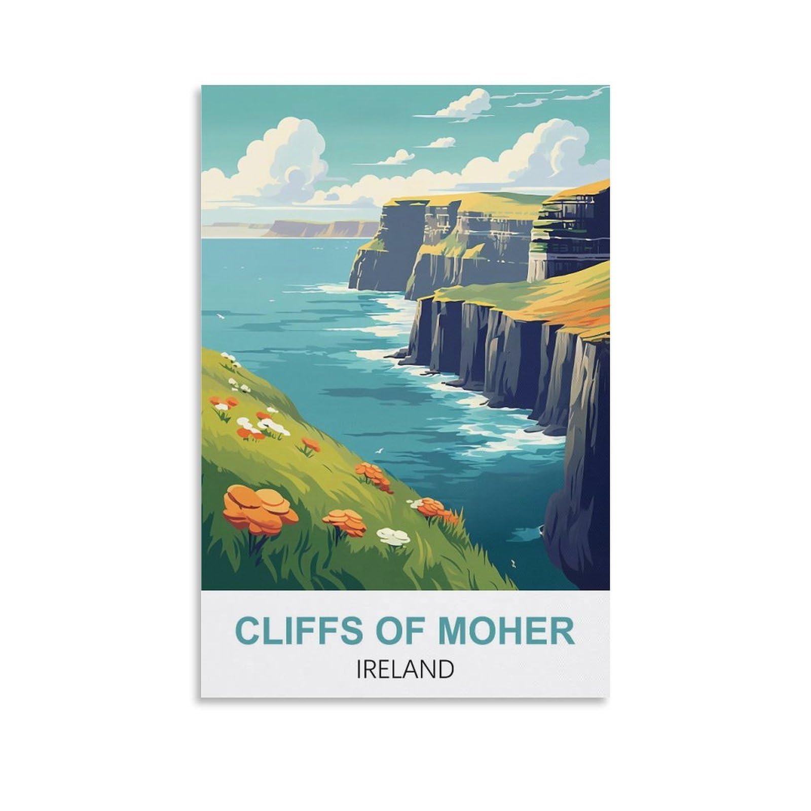 Ezmlfa A215 Diy Frameless Paint By Number Kits，Cliffs Of Moher Ireland With Brush And Acrylic Paint Kits Theme Digital Home Wall Artwork 30X40cm