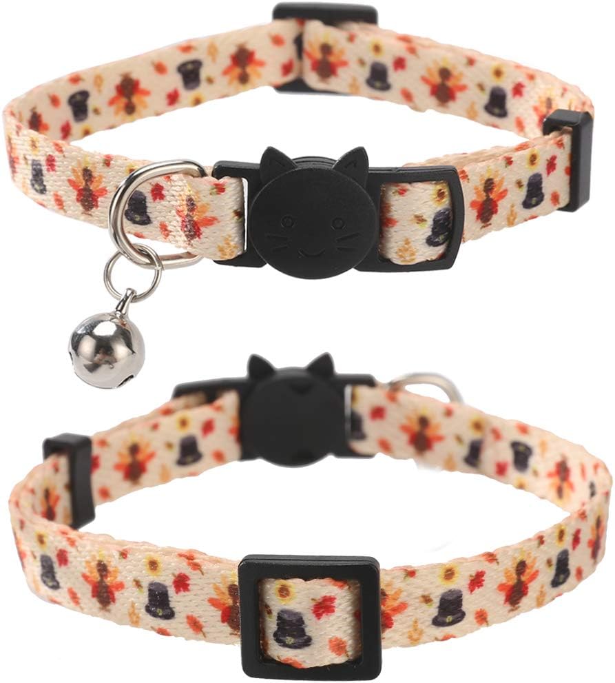 Lamphyface 3 Pack Thanksgiving Cat Collar with Bell Breakaway Adjustable