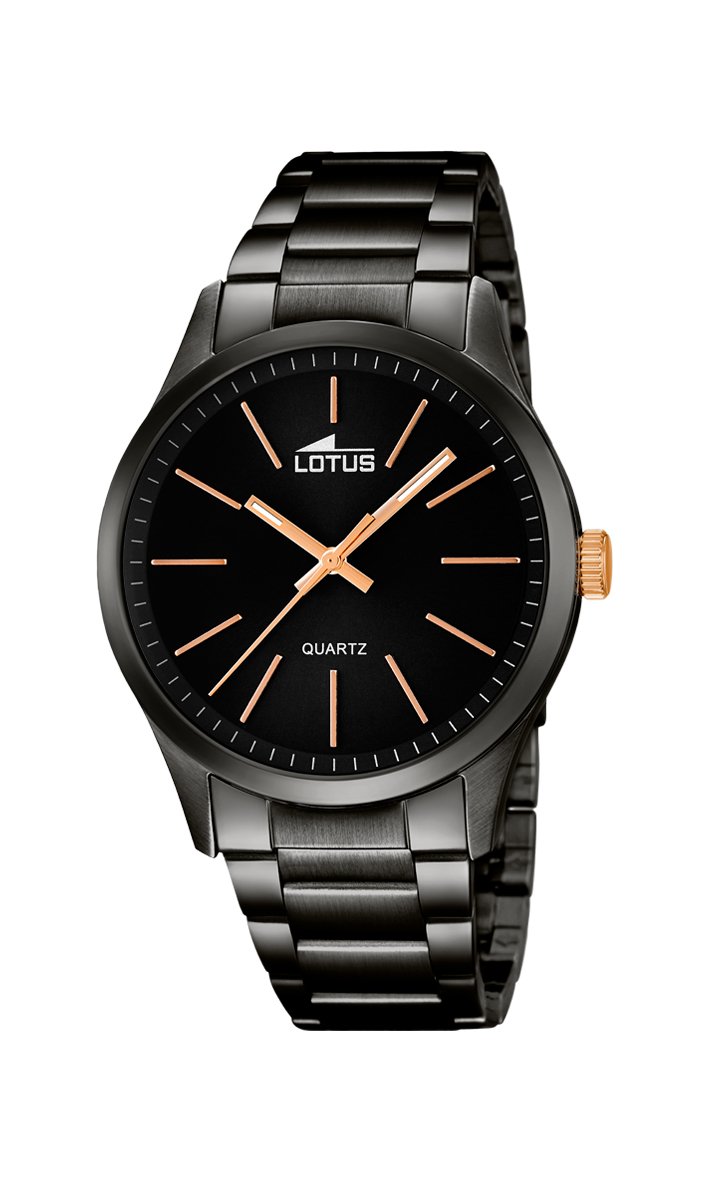 LOTUS Reloj Hombre 18162/2 Minimalist Caja de Acero Inoxidable 316l Negro Correa de Acero Inoxidable 316l Negro