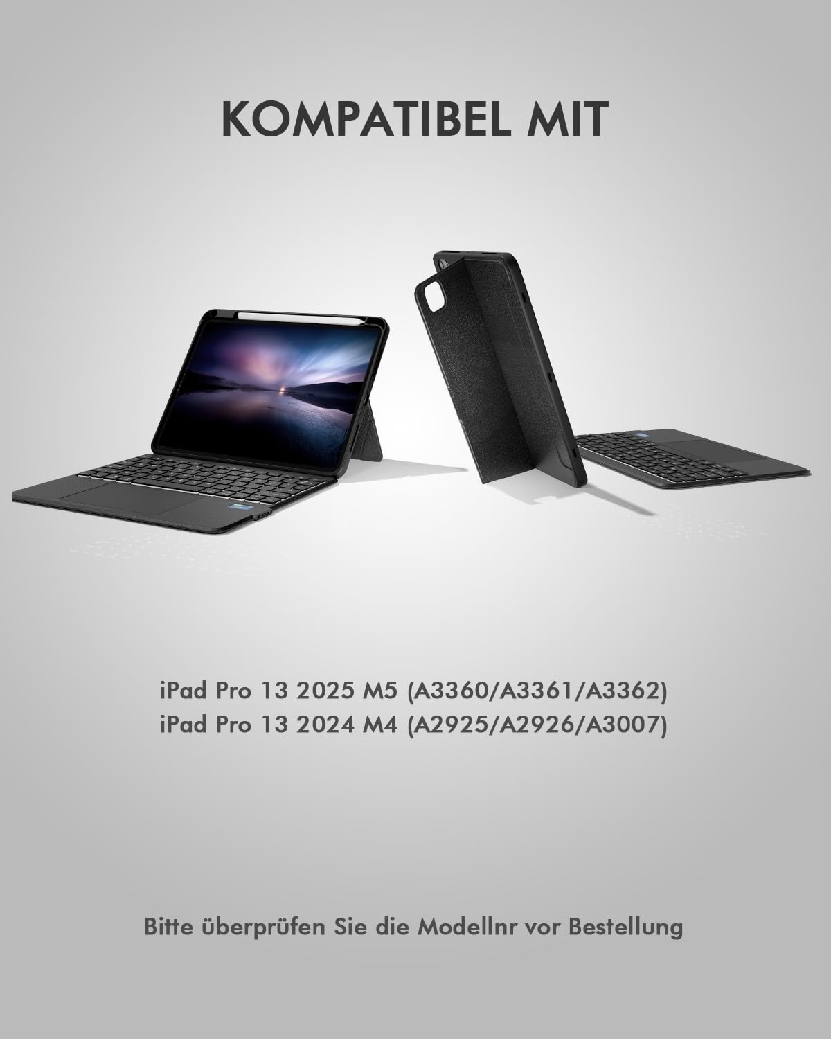Doohoeek Tastatur Hülle mit LCD-Display für iPad Pro 13 Zoll 2025(M5)/2024(M4), Abnehmbare Bluetooth Wireless Keyboard Case Type Folio mit Hintergrundbeleuchtung&Multi-Touch Trackpad, QWERTZ