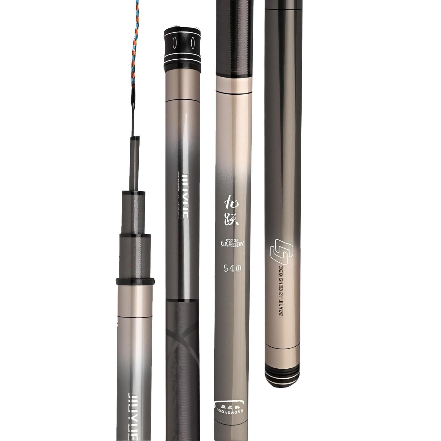 Hushdml One Color Telescopic Carbon Fishing Rod Ultralight Super Stiff 3.6M, 4.5M, 5.4M, 6.3M, 7.2M Spinning Rod Handline Rod For Freshwater And Sea Fishing(4.5M)