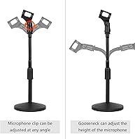 Vista 4 de GEEKRIA for Creators Soporte telescópico de micrófono de mesa con brazo flexible compatible con Shure KSM11, SM57, TONOR D5, K1 soporte de micrófono