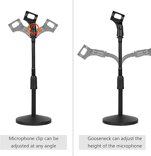 Miniatura 4 de Geekria for Creators Soporte telescópico de micrófono de mesa con brazo flexible compatible con Shure KSM11, SM57, TONOR D5, K1 soporte de micrófono
