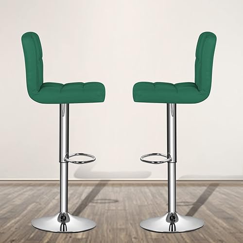 Miniatura 83 de Magshion Juego de 2 taburetes de bar blancos, de piel sintética, con altura de mostrador, sillas de bar tapizadas ajustables giratorias para isla de