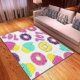 rouihot Non-Slip Area Rug 2'x 3' Bright in Pop for Girls Donut Cake Word LOL Rugs Carpet for Classroom Living Room Bedroom Dining Kindergarten Room