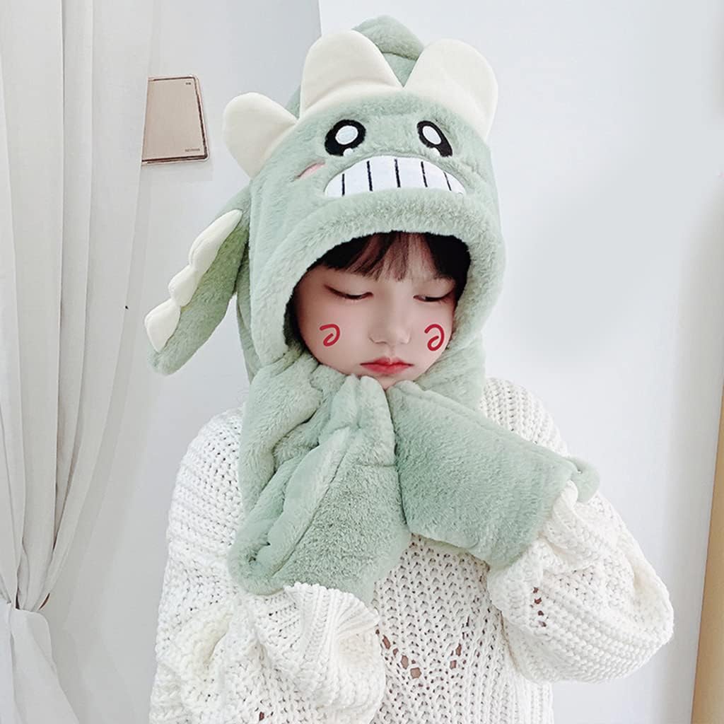 Scarf,Scarf Dinosaur Hat Adult Plush Winter Women Novelty Warm Casual Plush Hats Casual Solid Fleece Girl Kawai Scarf(Green)
