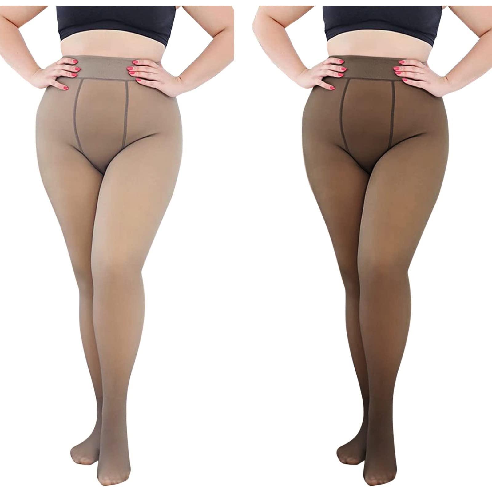 MJGkhiy Medias afelpadas mujer falso translúcido medias forradas leggings cómodas medias térmicas de forro polar sin costuras Curvy cálido acolchadas medias elásticas medias cálidas de invierno medias