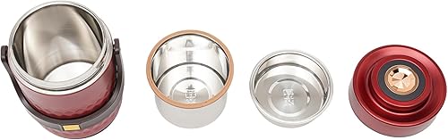 Miniatura 6 de Contenedores de almuerzo aislados, 67 onzas, 3 niveles, de acero inoxidable, térmica, alimentos sellados con asa, calentador de alimentos portátil