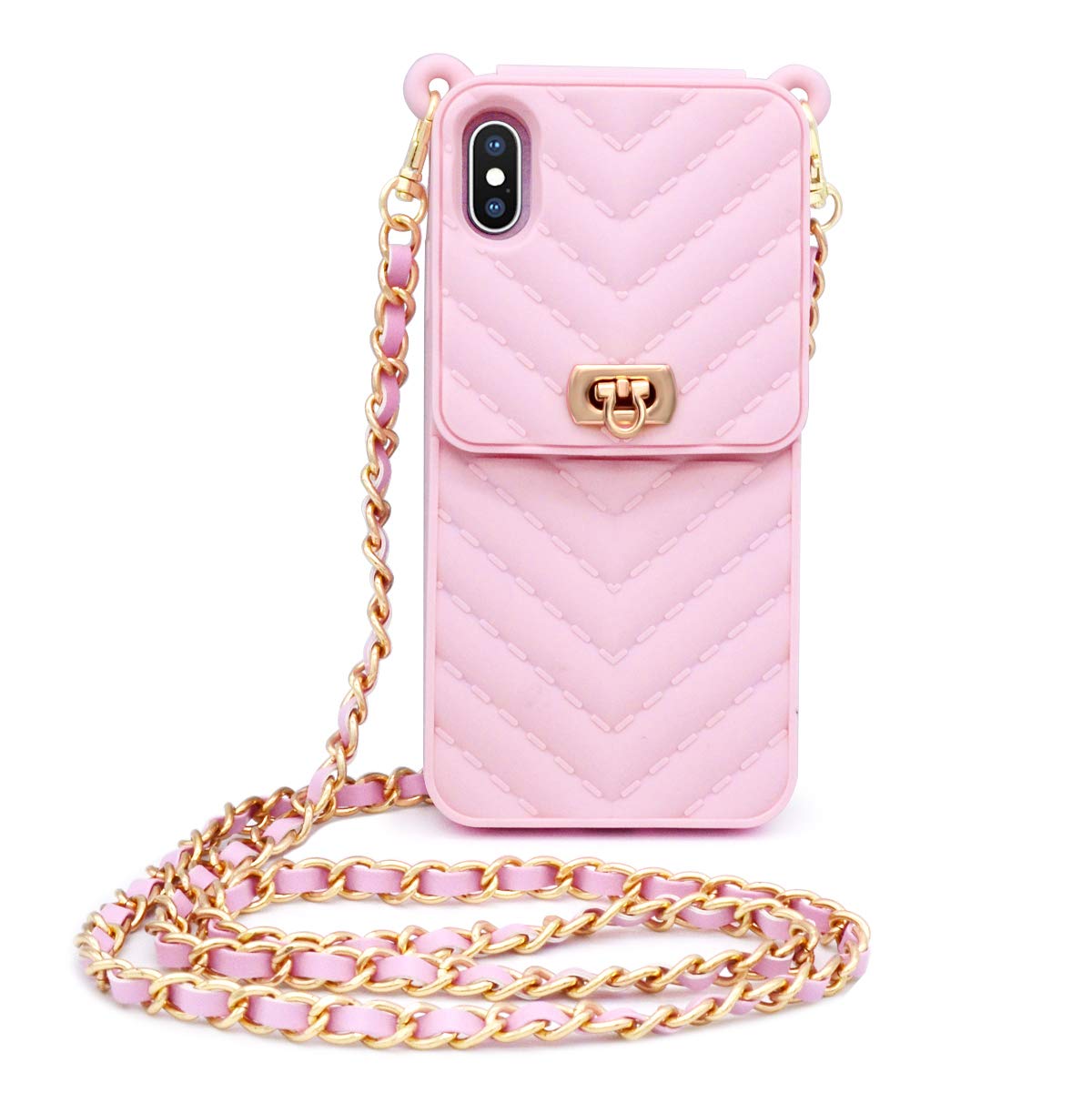 Fusicase for iPhone XR Wallet Case with Neck Strap Crossbody Chain