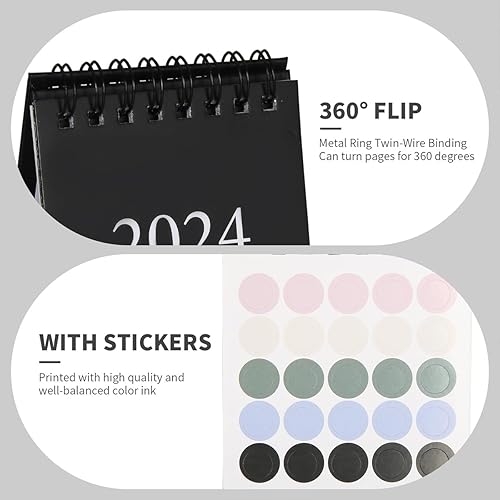 Miniatura 4 de Mini calendario de escritorio, 2023-2024 a agosto de 2023 a diciembre de 2024, calendario de escritorio pequeño, para oficina en casa, escuela, con