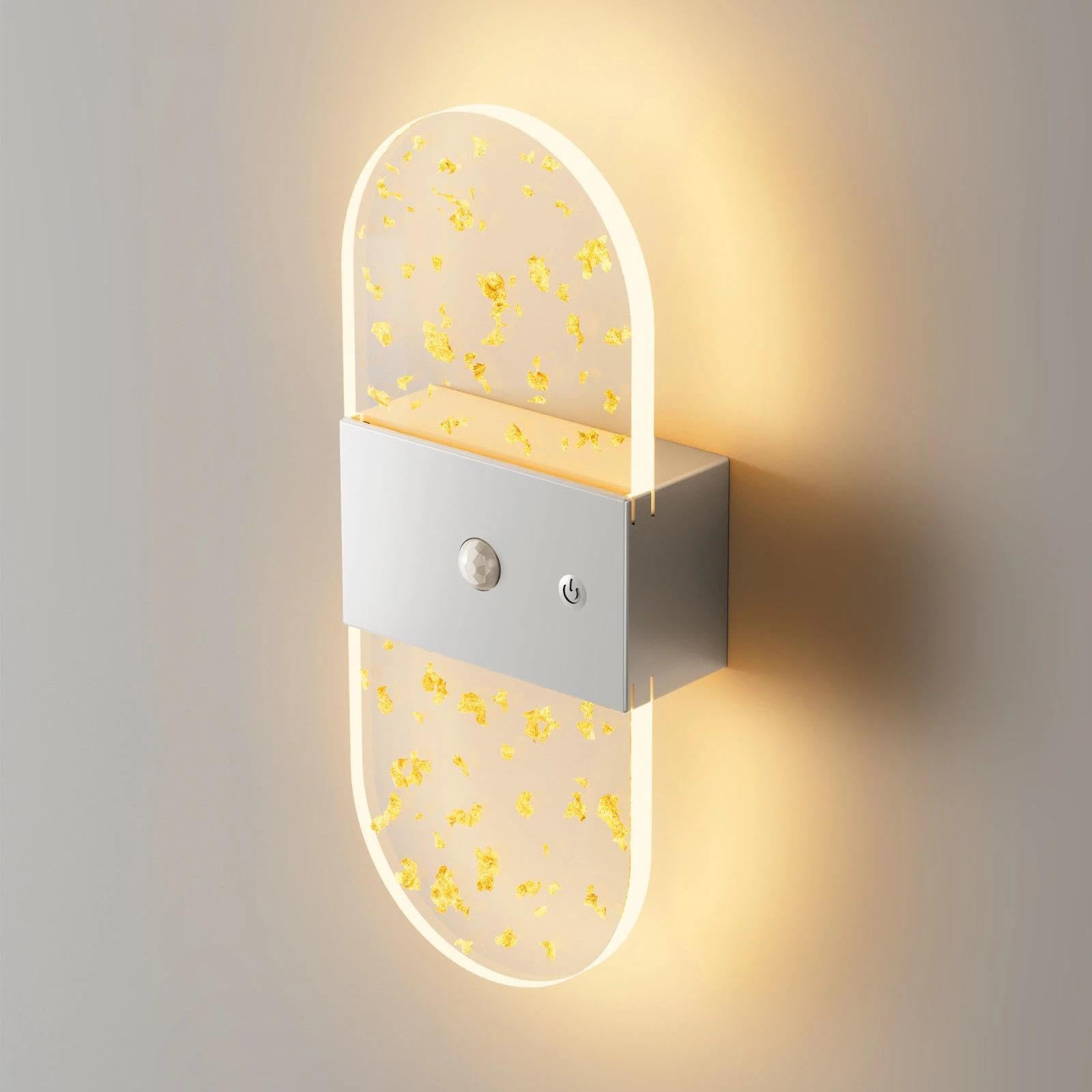 Motion Sensor Night Light, Rechargeable Wall Lights (Silver,Oval)