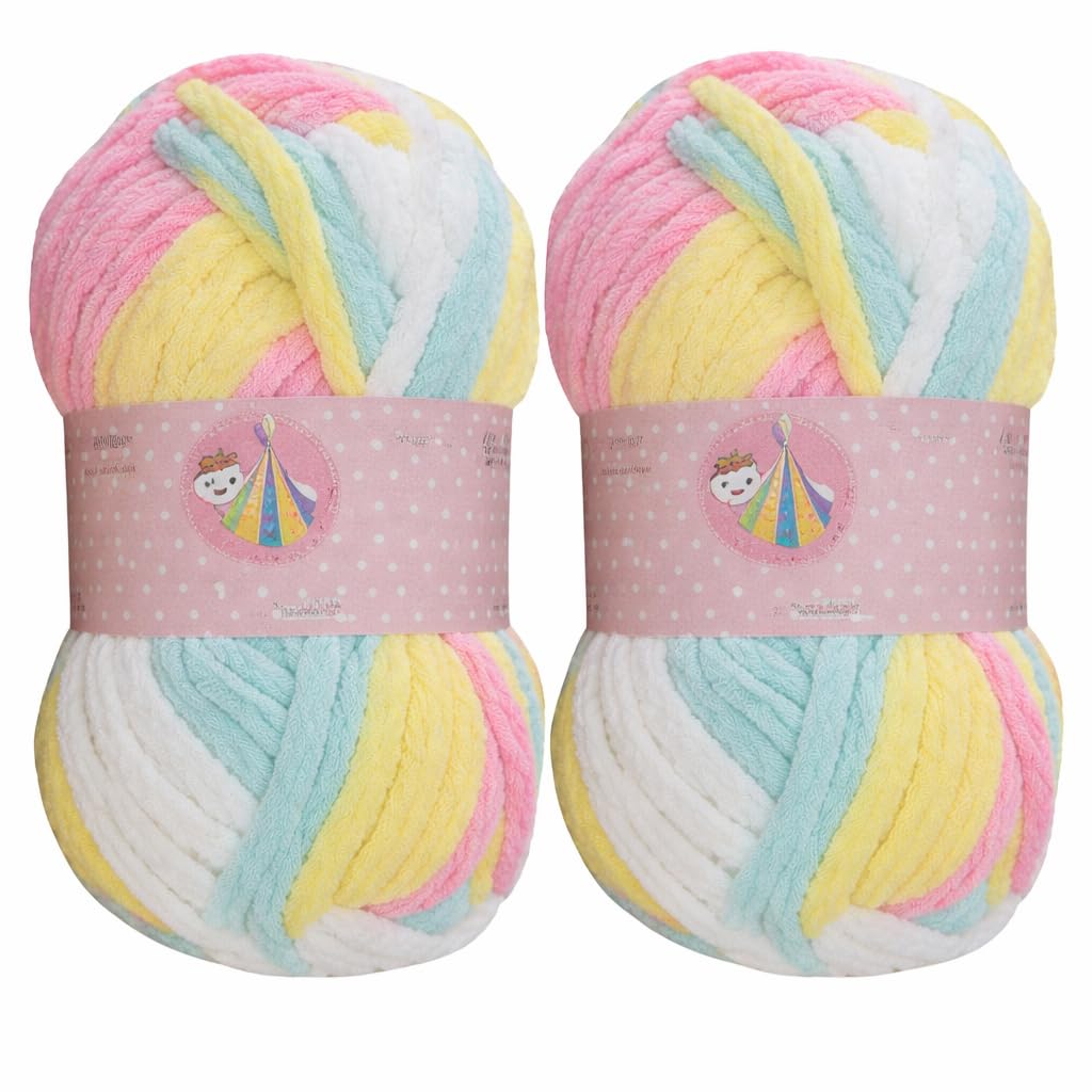Multicolor Velvet Wool Yarn Balls Pack of 2 | Chunky Chenille Yarn for Knitting & Crochet | Soft Fluffy Yarn for Blanket, Baby Items & DIY Crafts-image-11